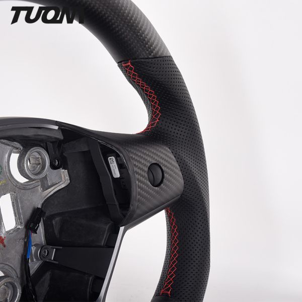 Sports Carbon Fiber Tesla Model 3 Yoke Steering Wheel Flat Bottom OEM