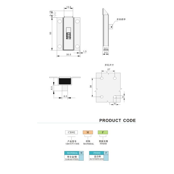 Symmetrical Cabinet Toggle Latch Zinc Alloy Spring Latch Pin Door Hinge Spring Pin