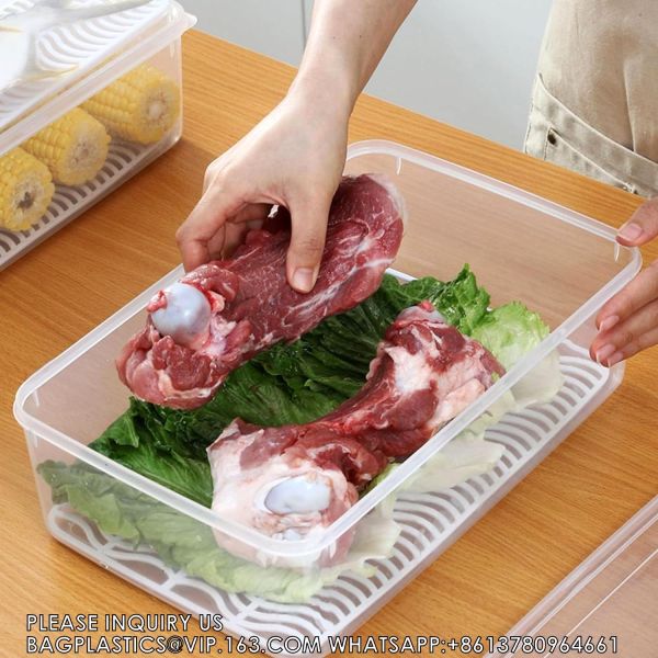 Fridge Plastic Refrigerator Organizers Stackable Refrigerator Organizer Bins With Removable Drain Plate And Lid