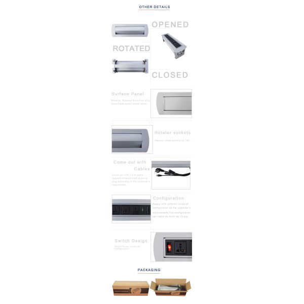 Boente with four universal power used in conference room table AV solution automatic desk hidden rotatable outlet