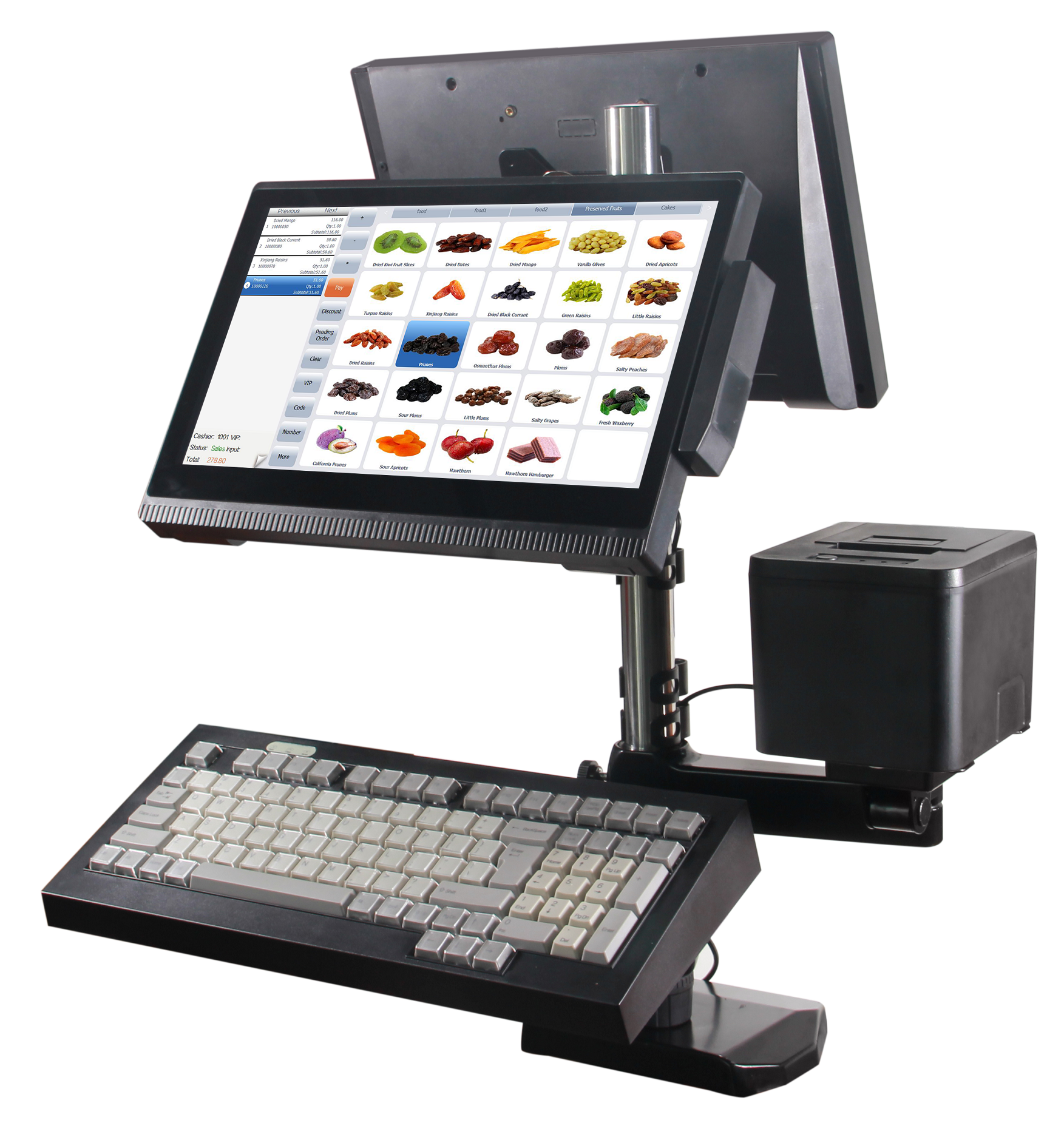 2GB RAM 14 Inch Android System All In One Dual Screens Pos Machine With Weight Machine For Restaurant