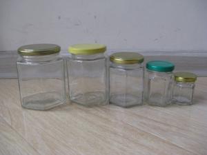 280ml clear glass jar for honey/hexagonal glass jars
