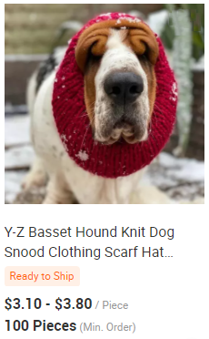 Y-Z Pet Tops Bear Dog's Ear Hood Designer Winter Knitted Snood Large Dog Clothes Hat