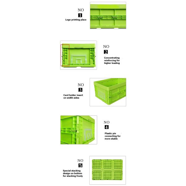 Standard Size Green Collapsible Plastic Containers / Foldable Plastic Box