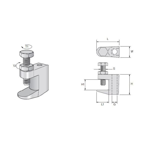 M10 3/8 Malleable Cast Iron Beam Clamp Pipe Hot Dip Galvanized Zinc Plated