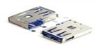 China Usb Connector USB-AF90° Side vertical long blue on sale