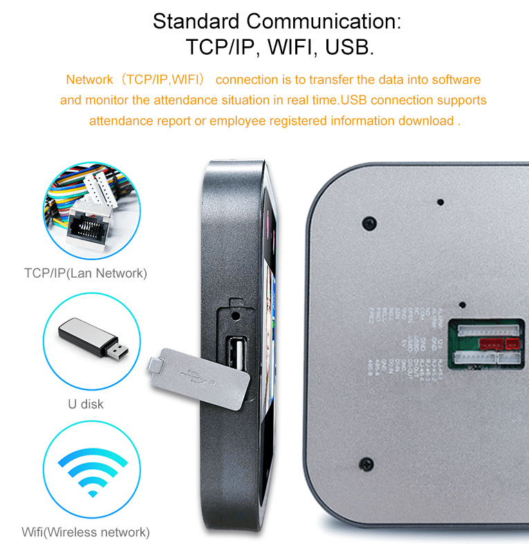 WIFI Employee Time Clock FCC Face Biometric Attendance Machine
