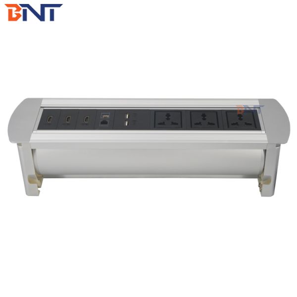 3 universal power plug rj45 multimedia desktop manual flip up socket for smart office system