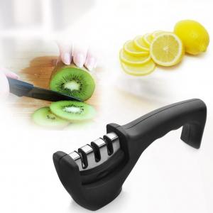 China Black Pull Through Knife Sharpener Ceramic Steel Knife Sharpener With Rubber Painting wholesale