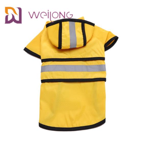 Quality Reflective Striped Yellow Dog Raincoat With Hood PU Leather Lightweight Jackets for sale