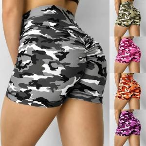 China Multi color Camo Yoga Shorts Tights Hip Lifting Scrunch Booty Gym Workout Buttocks Pants wholesale