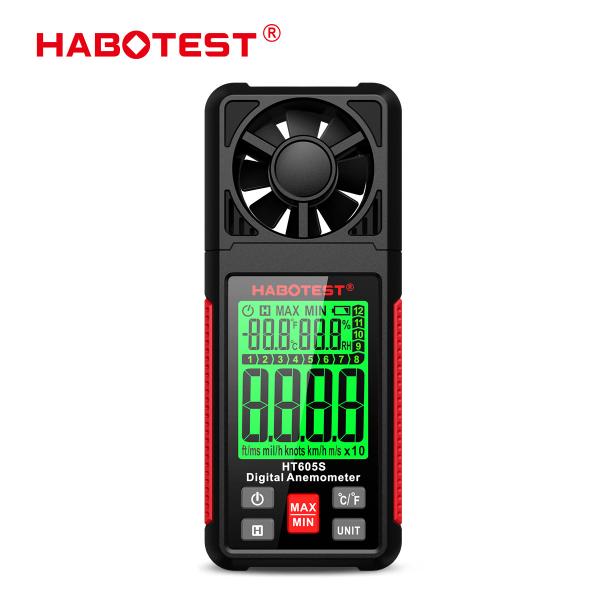 Quality HT605S Digital Anemometer Air Flow Wind Speed Meter LCD Backlight Professional 3 in 1 Thermometer Hygrometer Anemometer for sale