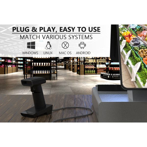 A HS9130 Supermarket Mini Price for Storage Animal Pocket Sensor Read Wireless Handheld Qr Code Scanner with Charge bar Reader