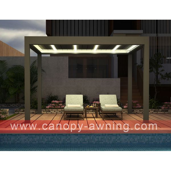 outdoor Aluminum alu Motorized Opening louver shutter Roof Pergola gazebo pavilion canopy awning shelter for backyard