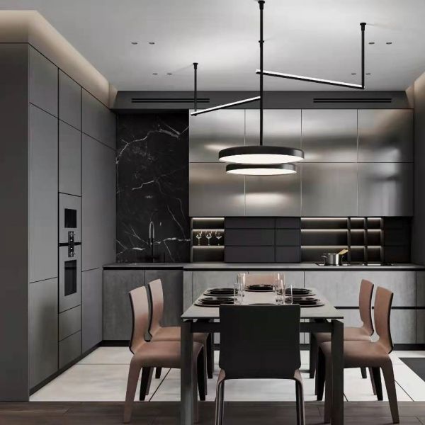 Contemporary kitchen cabinet with wood veneer finish