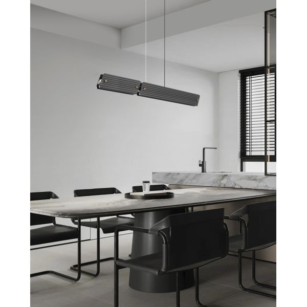 Nordic Luxury Copper Chandelier Modern Minimalist Long Strip Glass Led Pendant Light For Home