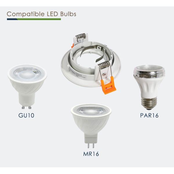 Round Mr16 Recessed Lighting Housing White Color Aluminum Adjustable