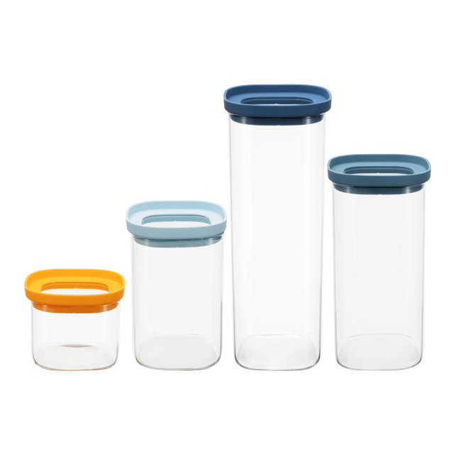 Borosilicate Glass Canister with Tempered Lid - Stackable Food Storage