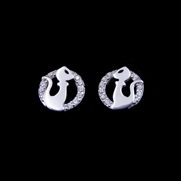 Flower Design Snowflake Earrings Studs AAA Zircon Simple And Brilliant Pure Silver