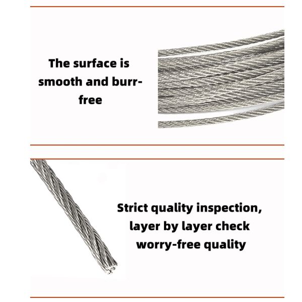 Stainless Steel Wire Cable 7x7 719 8mm 10mm 12mm 304 316 for Aircraft Standard AiSi Tolerance ±1% Rust Proof