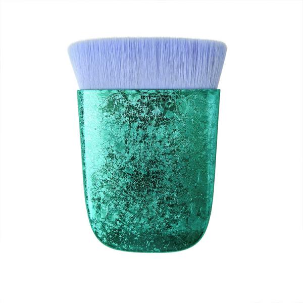 Quality Foundation Face Kabuki Brush Glitter Blue Round Shaped Plastic Handle for sale
