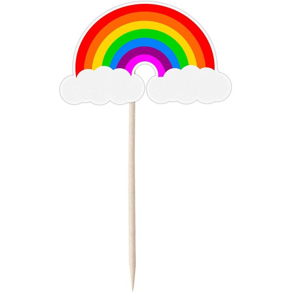 Birthday Party Printed Rainbow Paper Cupcake Topper