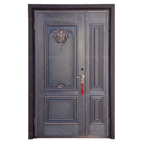 Iran Standard Pre-hung Carved square Anti-explosion High Quality 5 Point Lock Steel Front Entrance Door