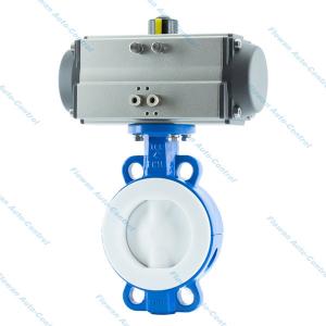 China Wafer Connection Air Operated Butterfly Valve Lined PTFE For Hydrofluoric Acid wholesale