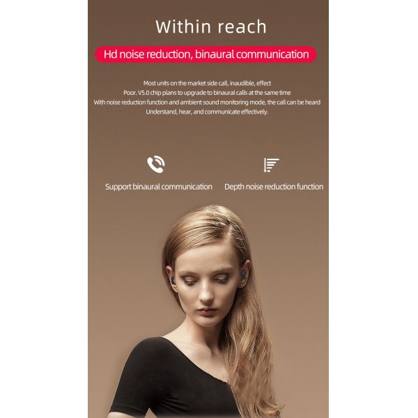 Portable A8S BLE Waterproof Wireless Earphones 280mAh battery