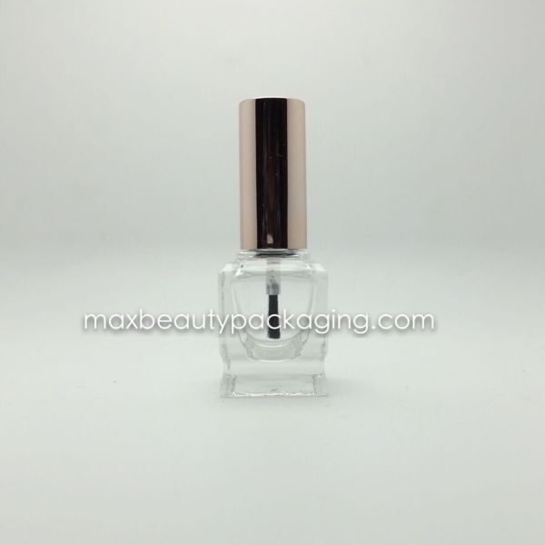 metallic gold uv coating nail polish cap 10ml square nail polish bottle with a foot flat brush nail polish packaging