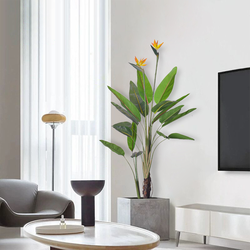 artificial plant manufacturer 150cm artificial bird of paradise plant with realistic flower for indoor decoration