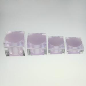 China Luxury Purple Cosmetic Makeup Containers 50g Acrylic Plastic Cream Jar wholesale