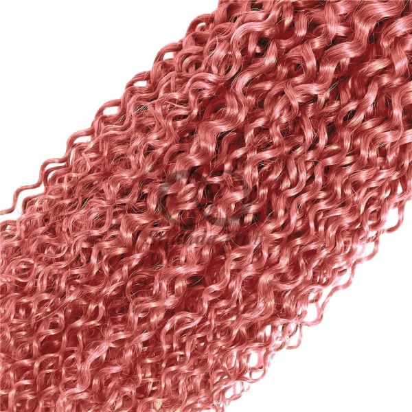 #T1B/Pink Kinky Curly Remy Human Hair Bundles Sew In Weave Bundles Brazilian Bundle Deals