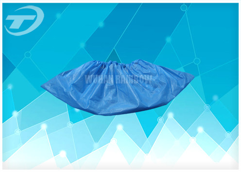 Blue Disposable Shoe Covers CPE Coating Polypropylene Spunbond Non Woven Fabric