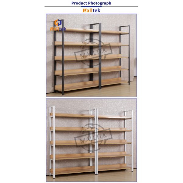 Easy Assemble Wood Display Rack Wooden Retail Display Shelves Printed Logo