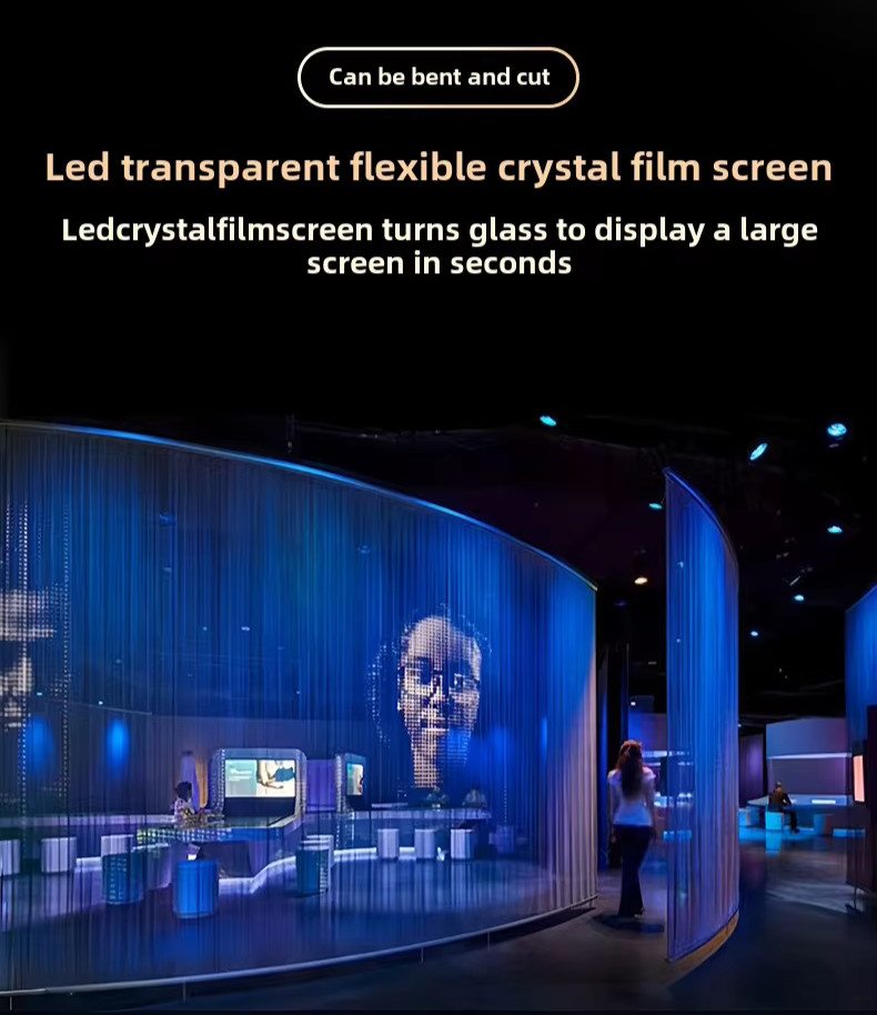 Flexible LED Film Screen Bendable Transparent Display with IP65 Waterproof for Exhibition/Billboard/Retail Visual Solution
