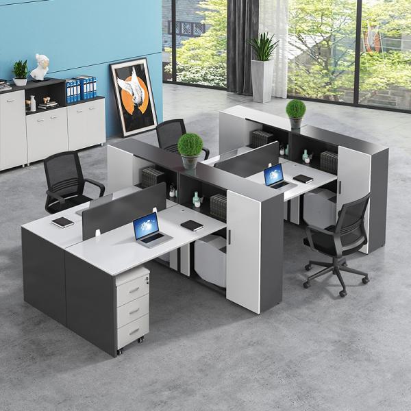 Quality Black And White Office Furniture Staff Table Office Desks Work Station With Drawer for sale