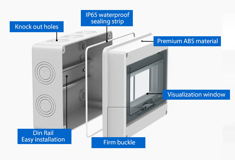 2 Way Waterproof Electric Distribution Box IP65 Plastic Electrical DB Boxes
