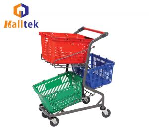 China Removable Double Steel Supermarket Shopping Trolley Cart For Basket on sale