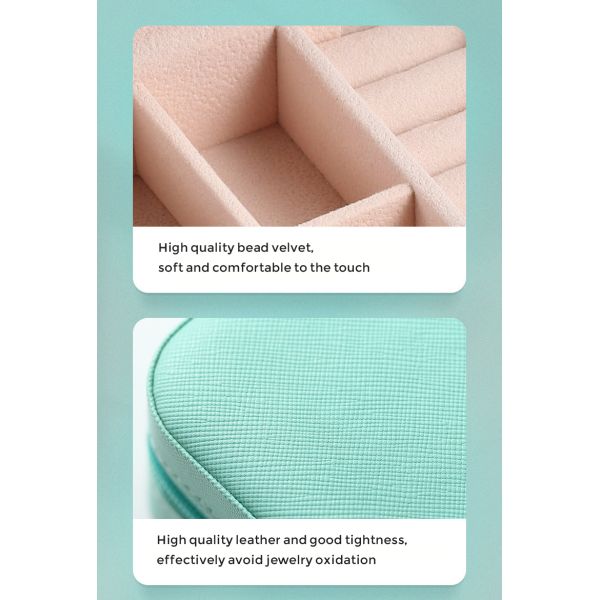 Square PU Leather Travel Jewelry Box Organizer For Rings Earrings Necklace Storage