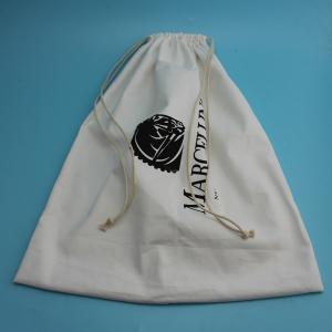 China Soft Large Dust Bag For Dresses , Embossing White Cotton Drawstring Bag wholesale