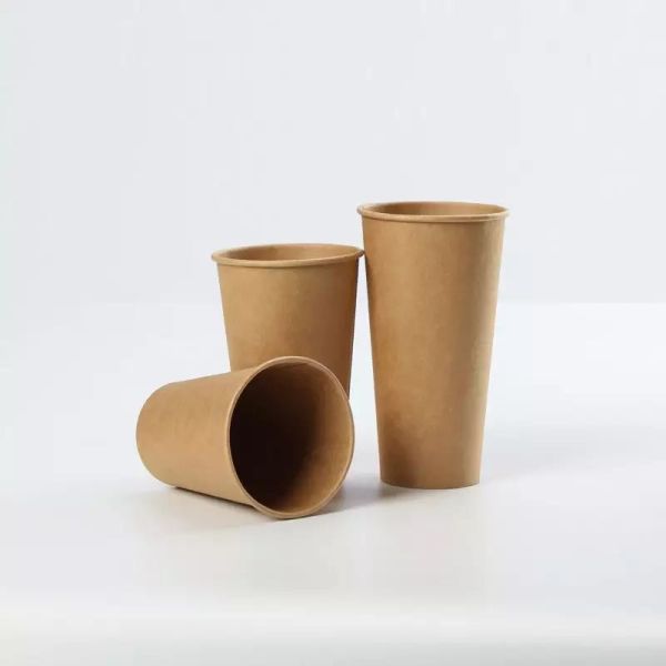 300g Disposable Recyclable Brown Kraft Single Wall Paper Cup Blanks Fan Bag Custom Customized Logo Paper Cups