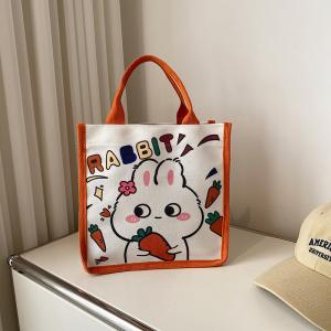 China Winnie The Pooh Rubber Stamp Shopping Bag Kiki Titi Cartoon Shoulder Canvas Ladies wholesale