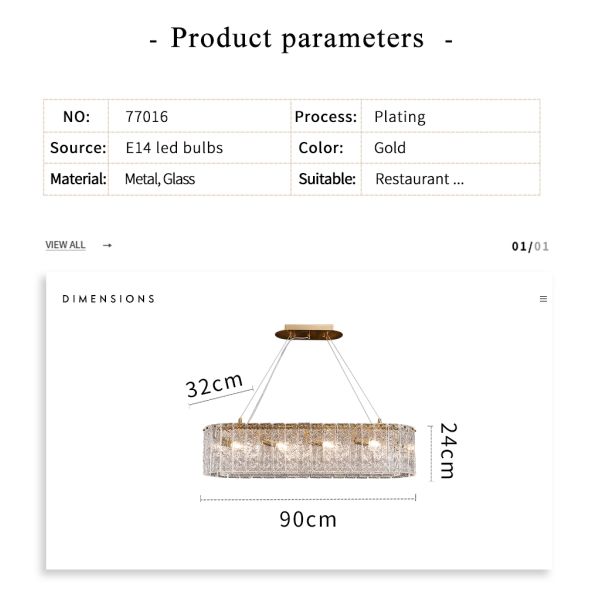 Luxury living room chandeliers blue glass hanging lamp rectangle chandelier kitchen lights hanging(WH-CY-194)