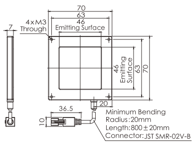 High Uniformity 70mm length OPT Led Backlight Machine Vision Illuminator