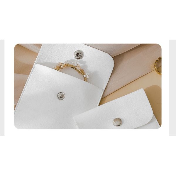 Customized LOGO White Velvet Bag Jewelry Accessories Thickened Snap Button Bag Anti-Oxidation Jewelry Storage Bag