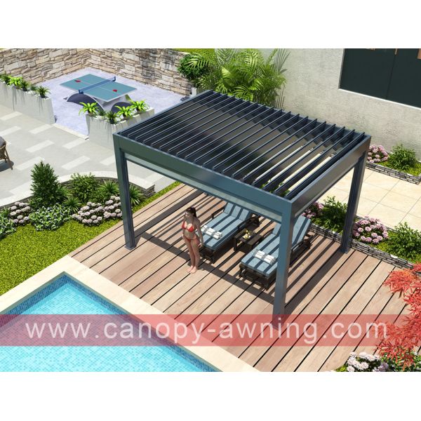 outdoor Aluminum alu Motorized Opening louver shutter Roof Pergola gazebo pavilion canopy awning shelter for backyard
