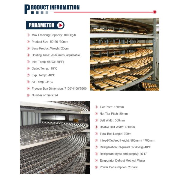 Long Life Low Maintenance Spiral Belt Freezer , Ss304 Vertical Cooling Conveyor For Sale