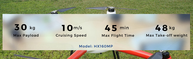Foldable Rotary Wing Drones For Industrial Use 30KG 6 Rotor Camera Inspection HX160MP