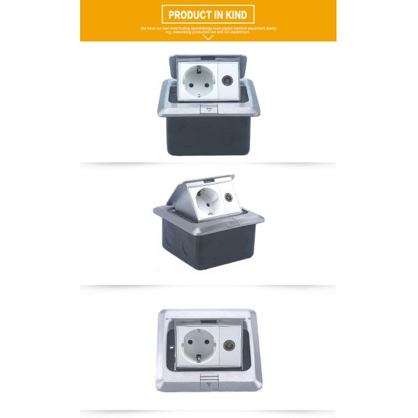 Residential AV Audio Video Floor Mounted Electrical Sockets With Steel Box